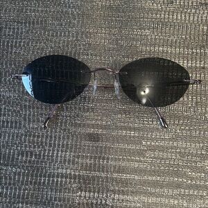 Silhouette Rimless Oval Sunglasses in Black Lenses with Purple Temples titan7534